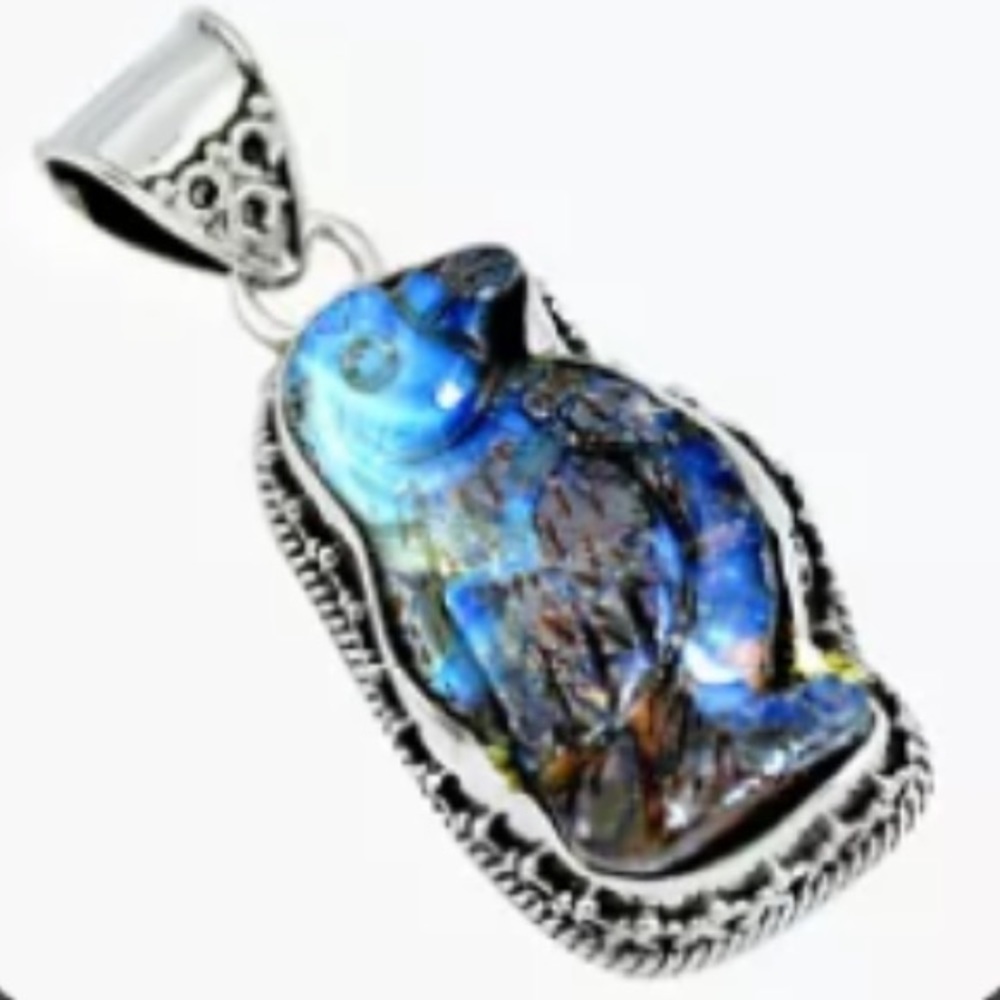 925s Boulder Opal Crow Bird Pendant